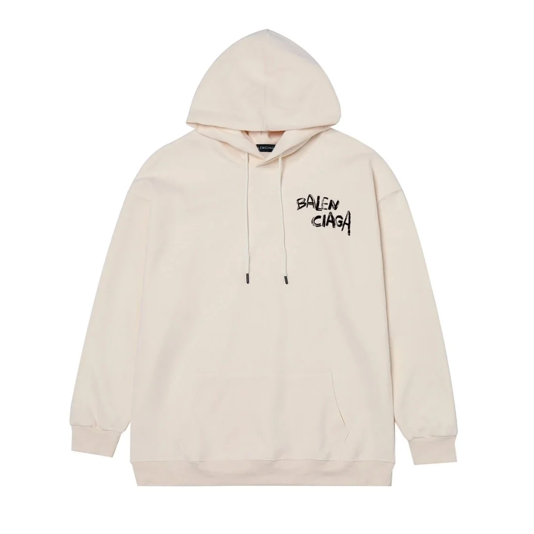 Balenciaga Beige Hoodie with BALEN CIAGA Print