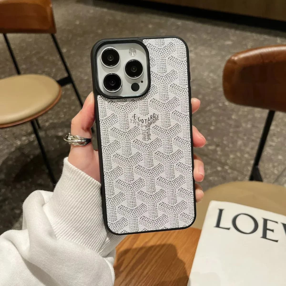 Goyard Monogram iPhone Case White