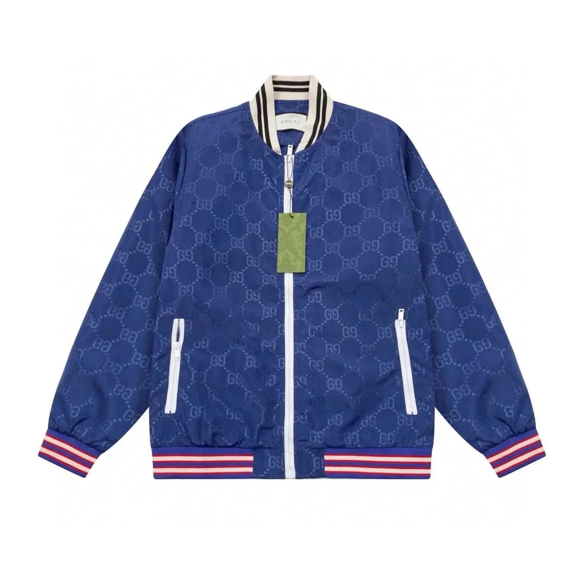 Gucci GG Monogram Blue Bomber Jacket
