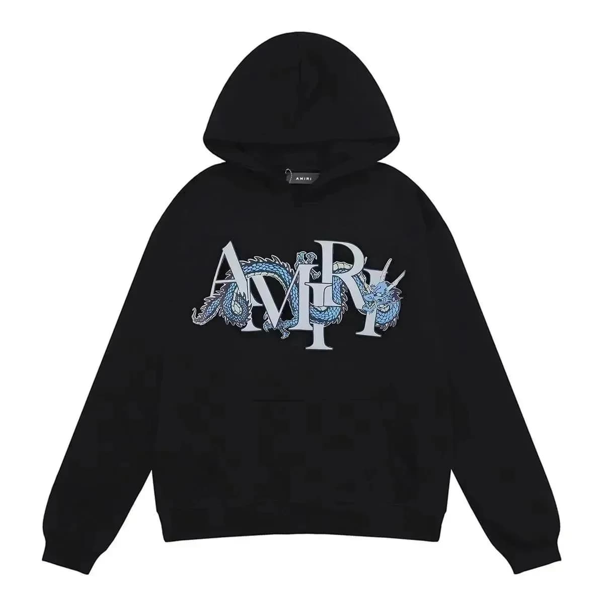 Amiri Dragon Embroidery Black Hoodie