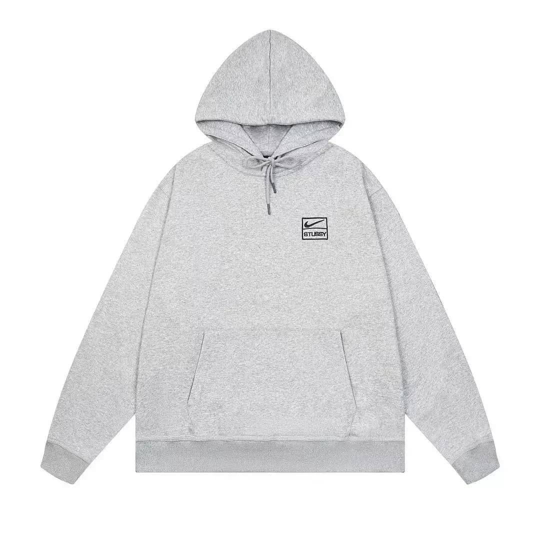 Stussy Grey Hoodie with Nike Logo Pullover
