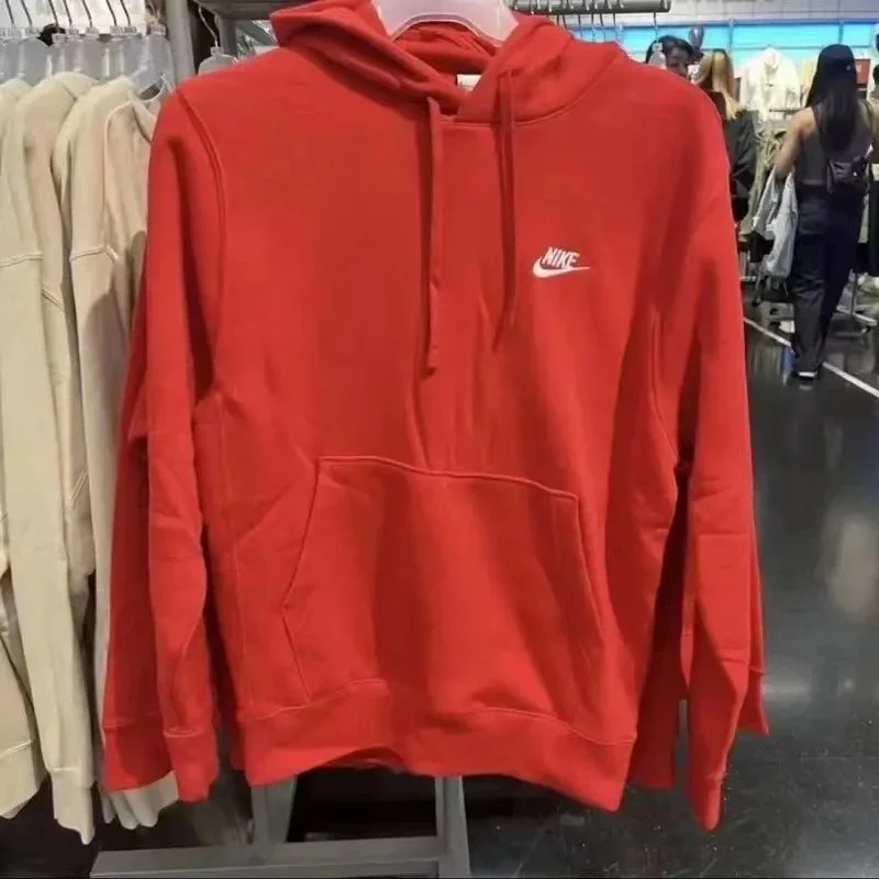 Nike NK Hoodie Red Solid Sweatshirt
