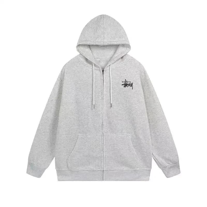 Stussy Grey Zip-Up Hoodie