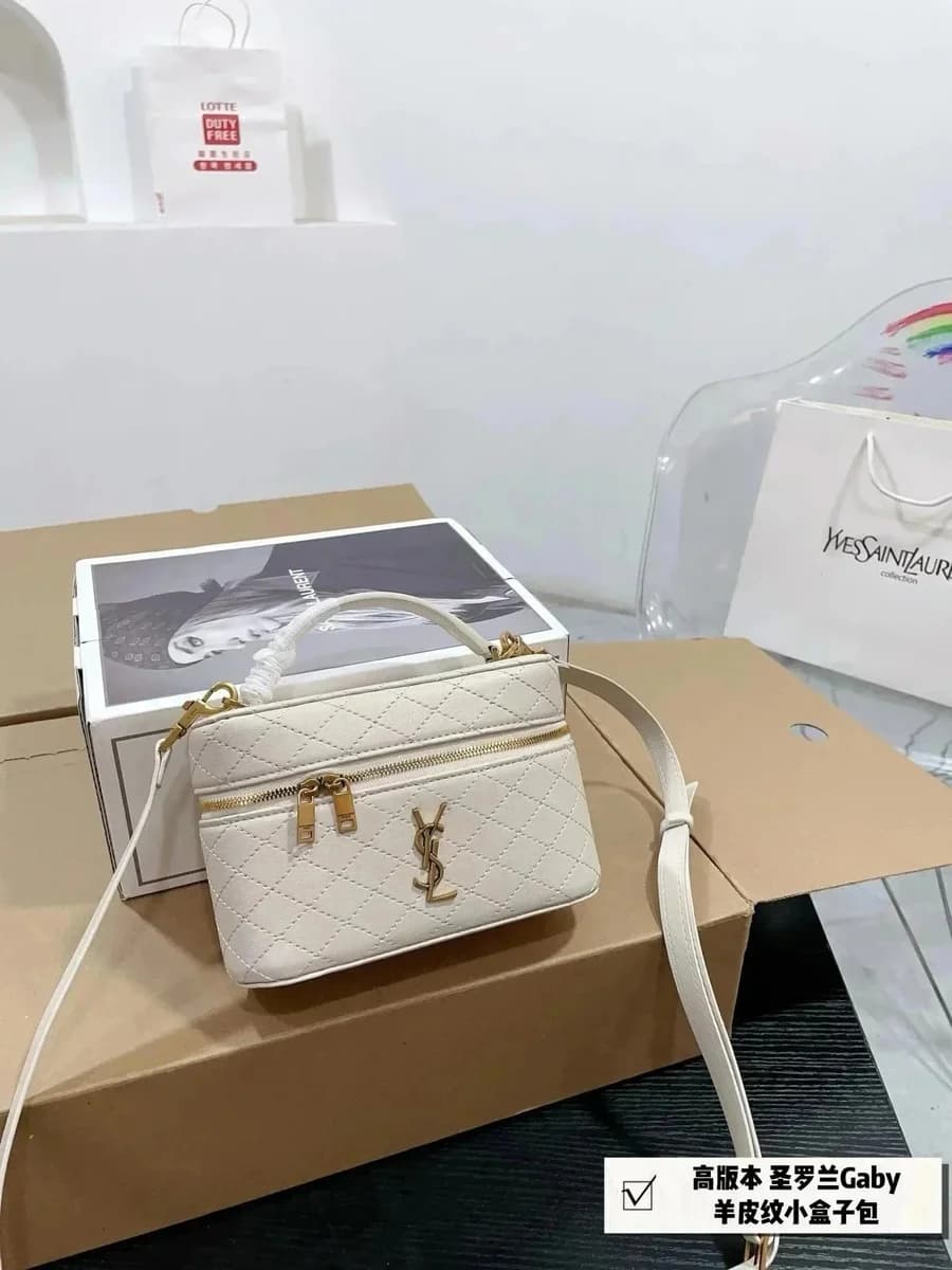 Saint Laurent Gaby White Quilted Leather Bag