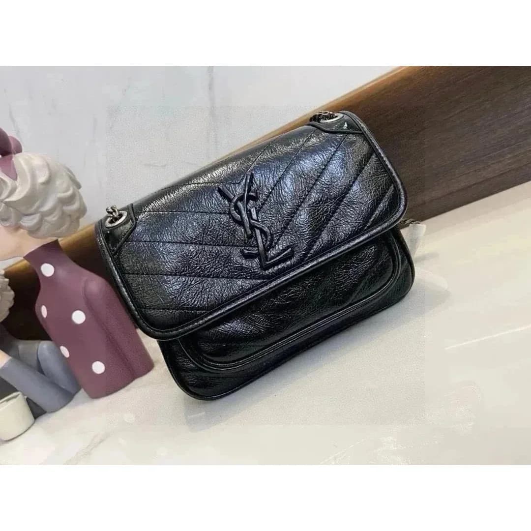 Saint Laurent Niki Black Leather Shoulder Bag