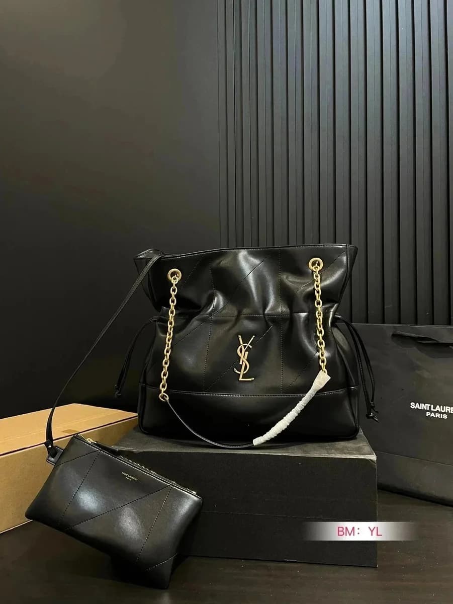 Saint Laurent Tote YSL Black Leather Bag