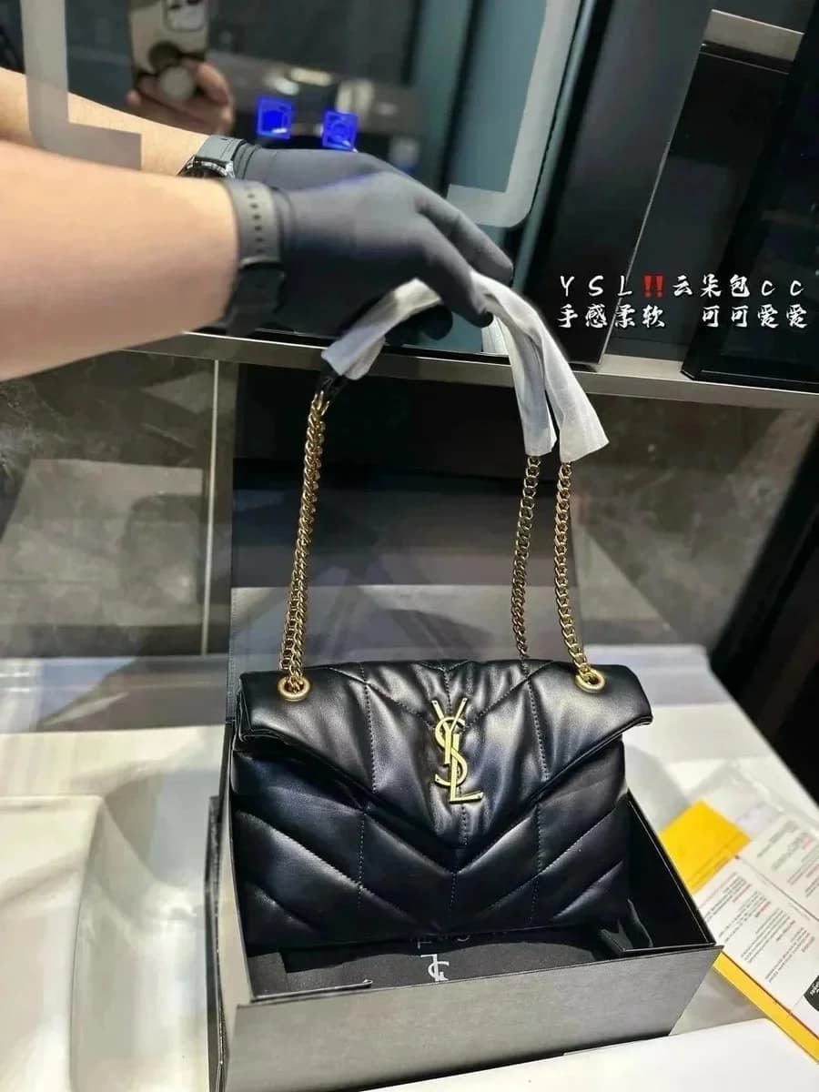 Saint Laurent Lou CC Cloud Bag Black