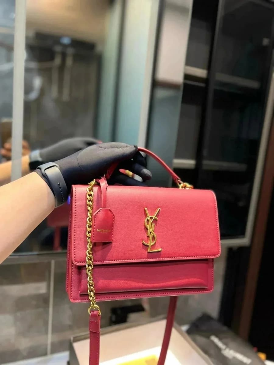 Saint Laurent Sac de Jour Red Leather Crossbody Bag