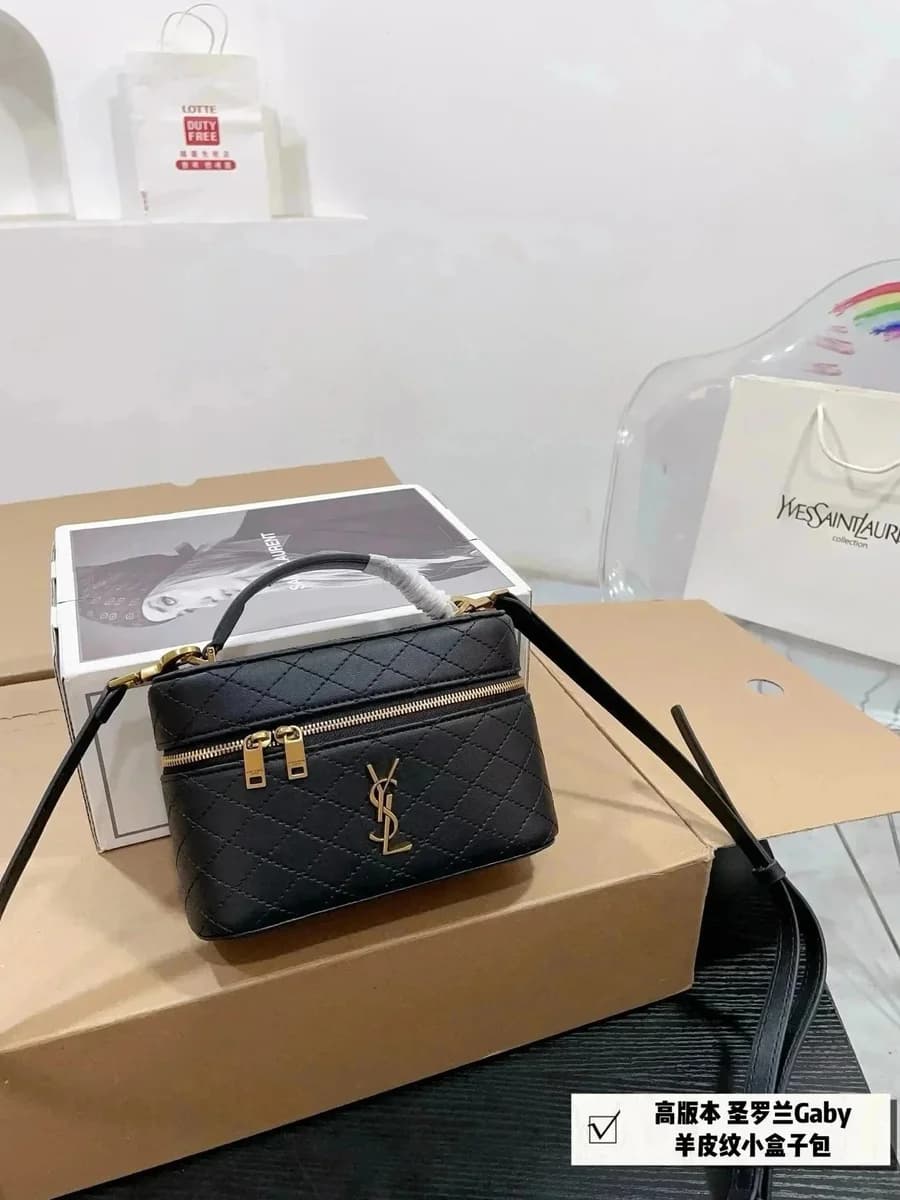 Saint Laurent Gaby Black Quilted Leather Small Box Bag