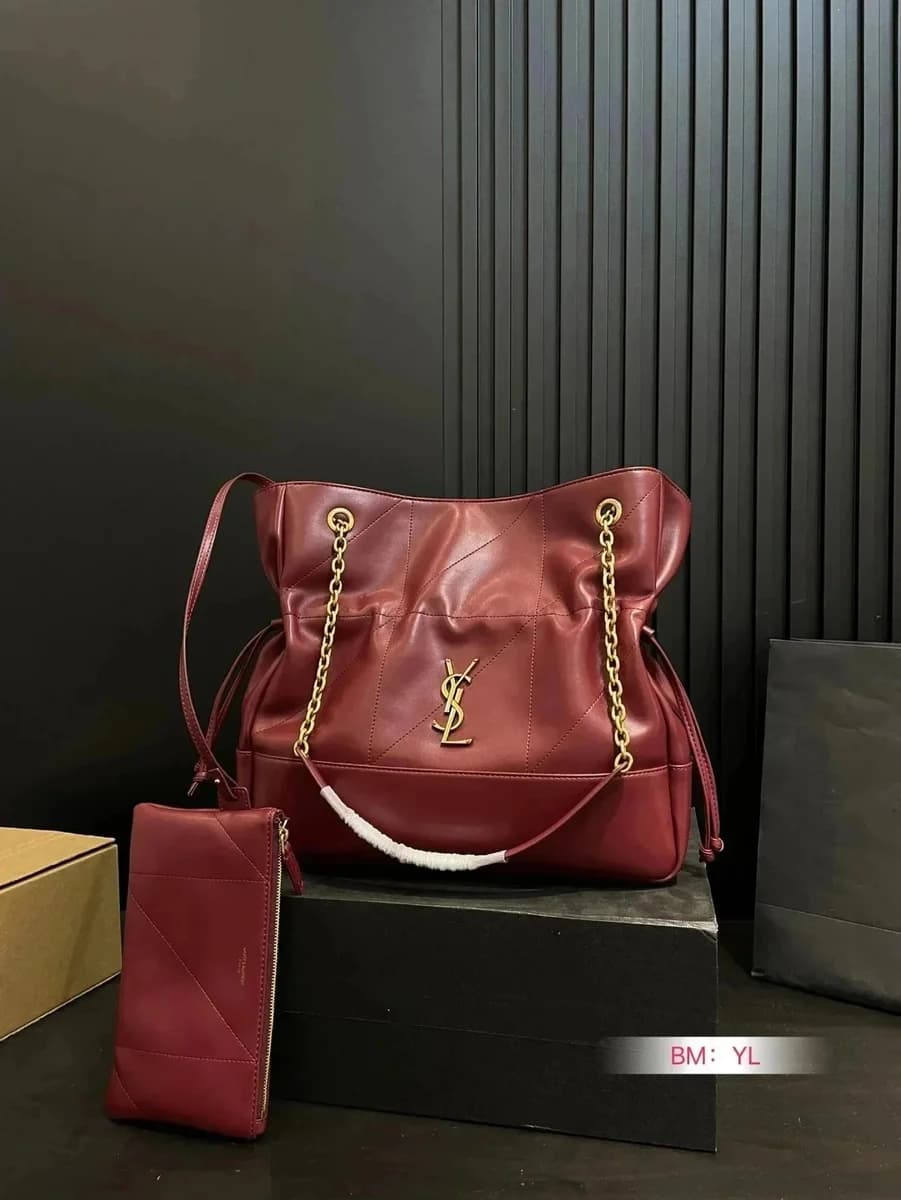 Saint Laurent Sac de Jour Burgundy Leather Tote Bag