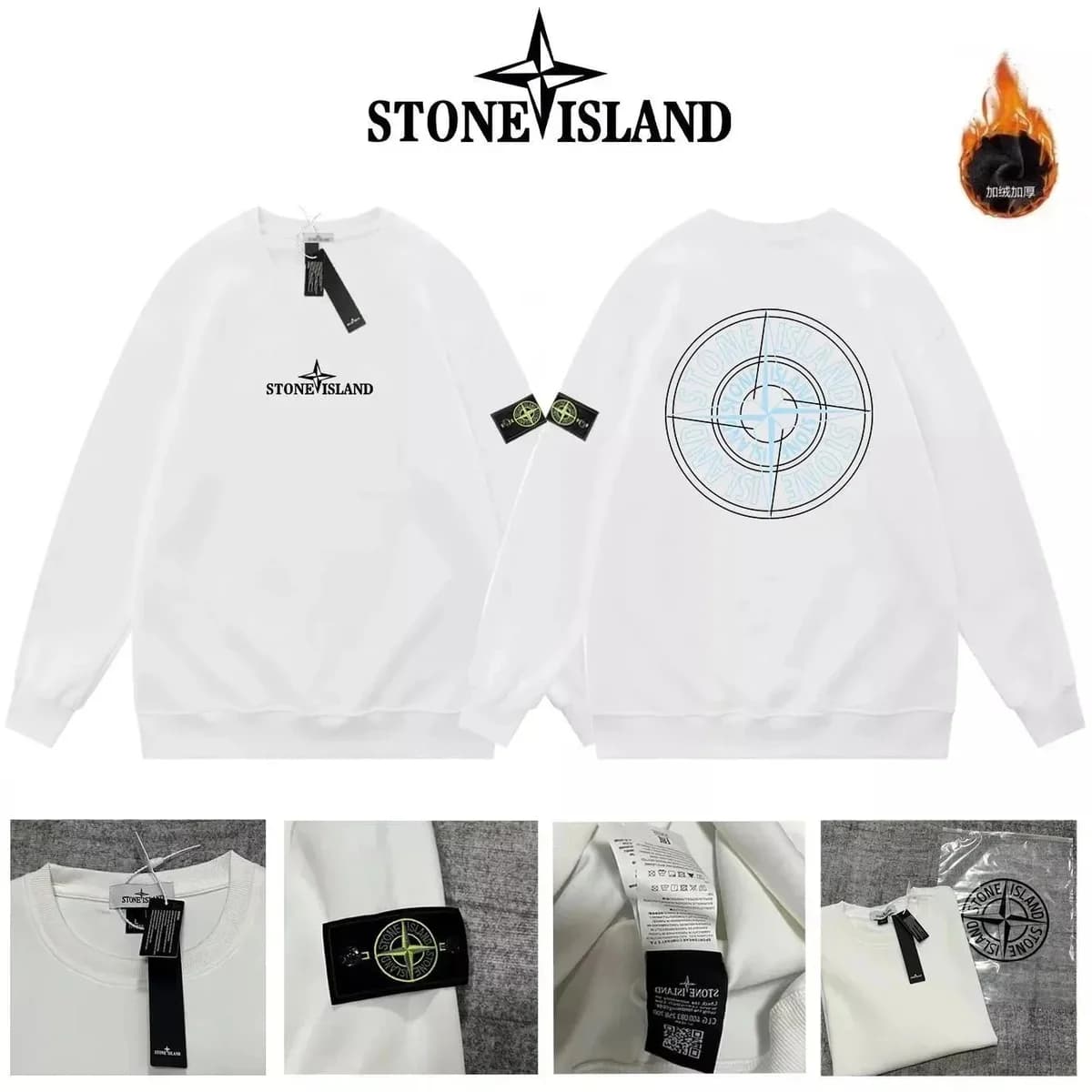 Stone Island 68-15 White Crewneck Sweatshirt