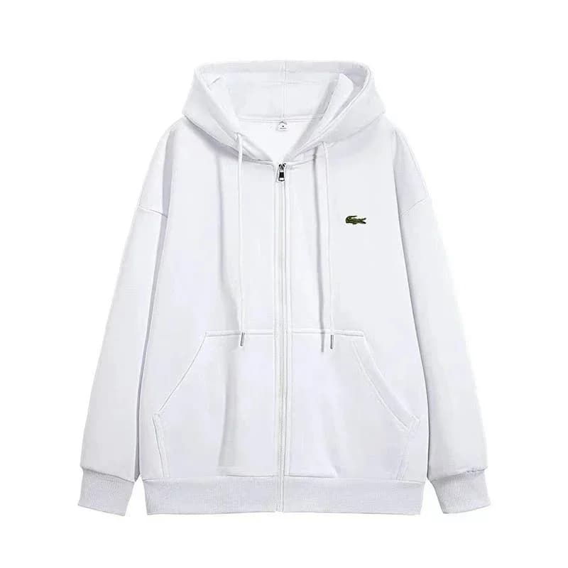 Lacoste White Crocodile Hoodie Sweatshirt