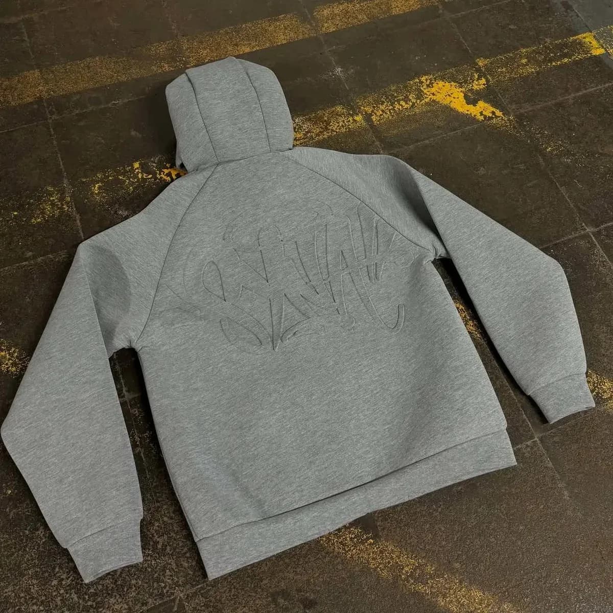 Unisex Grey Embossed Hoodie Sweatshirt