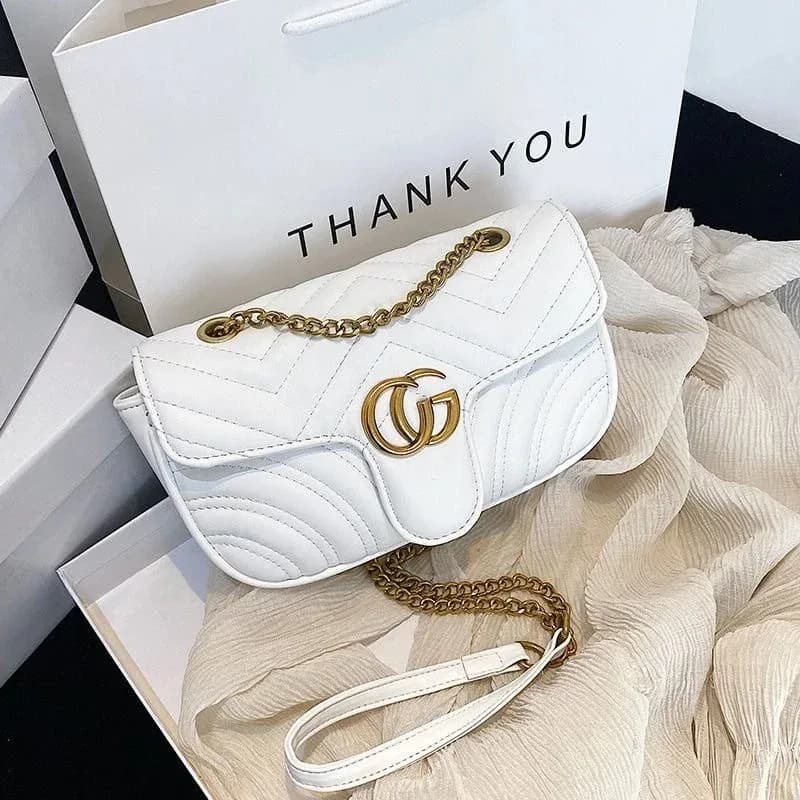 Gucci GG Marmont White Leather Shoulder Bag