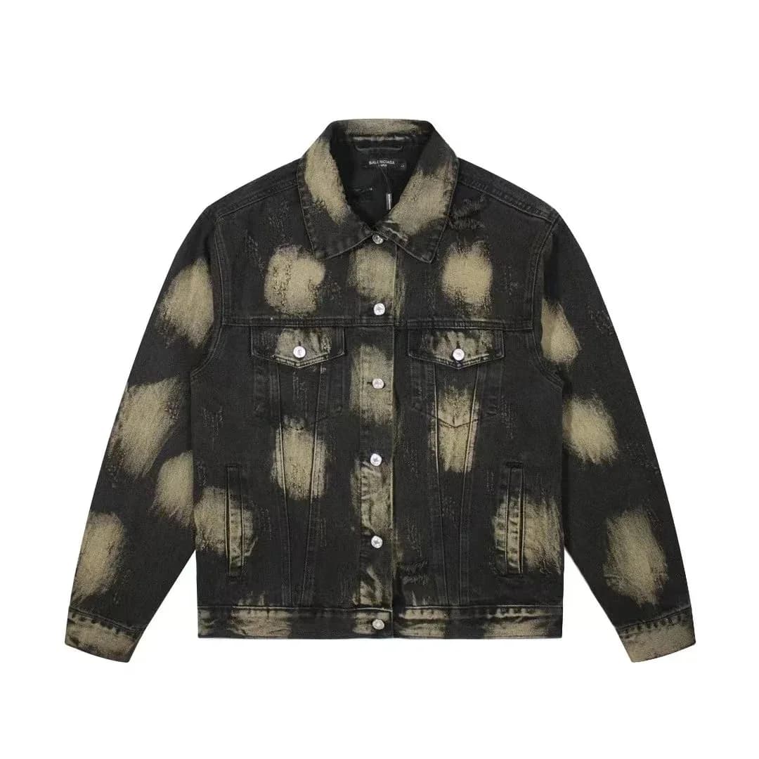 Balenciaga Bleached Denim Jacket Black/Gold