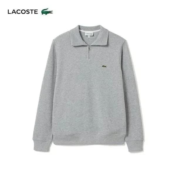 Lacoste Grey Crocodile Logo Half-Zip Sweater