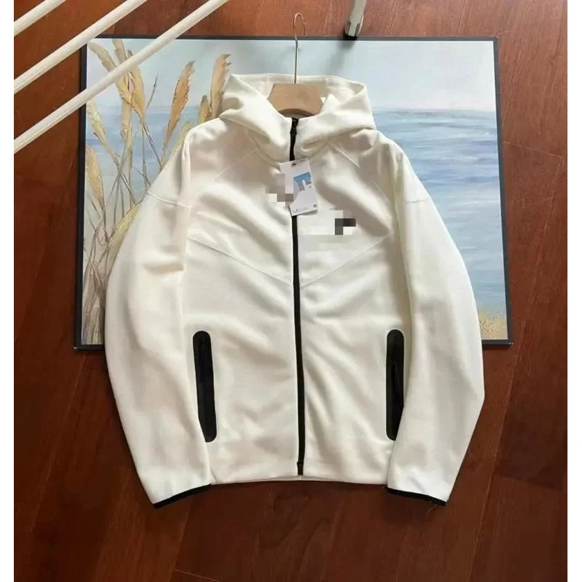 White Hooded Tech Fleece Jacket