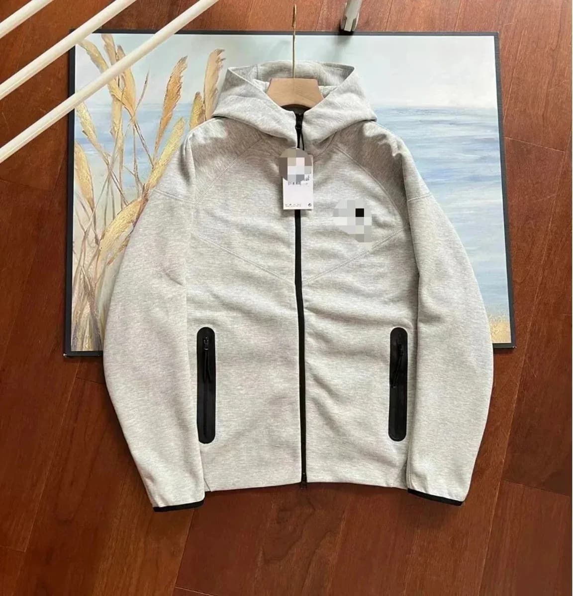 Light Grey Tech Fleece Hoodie Jacket