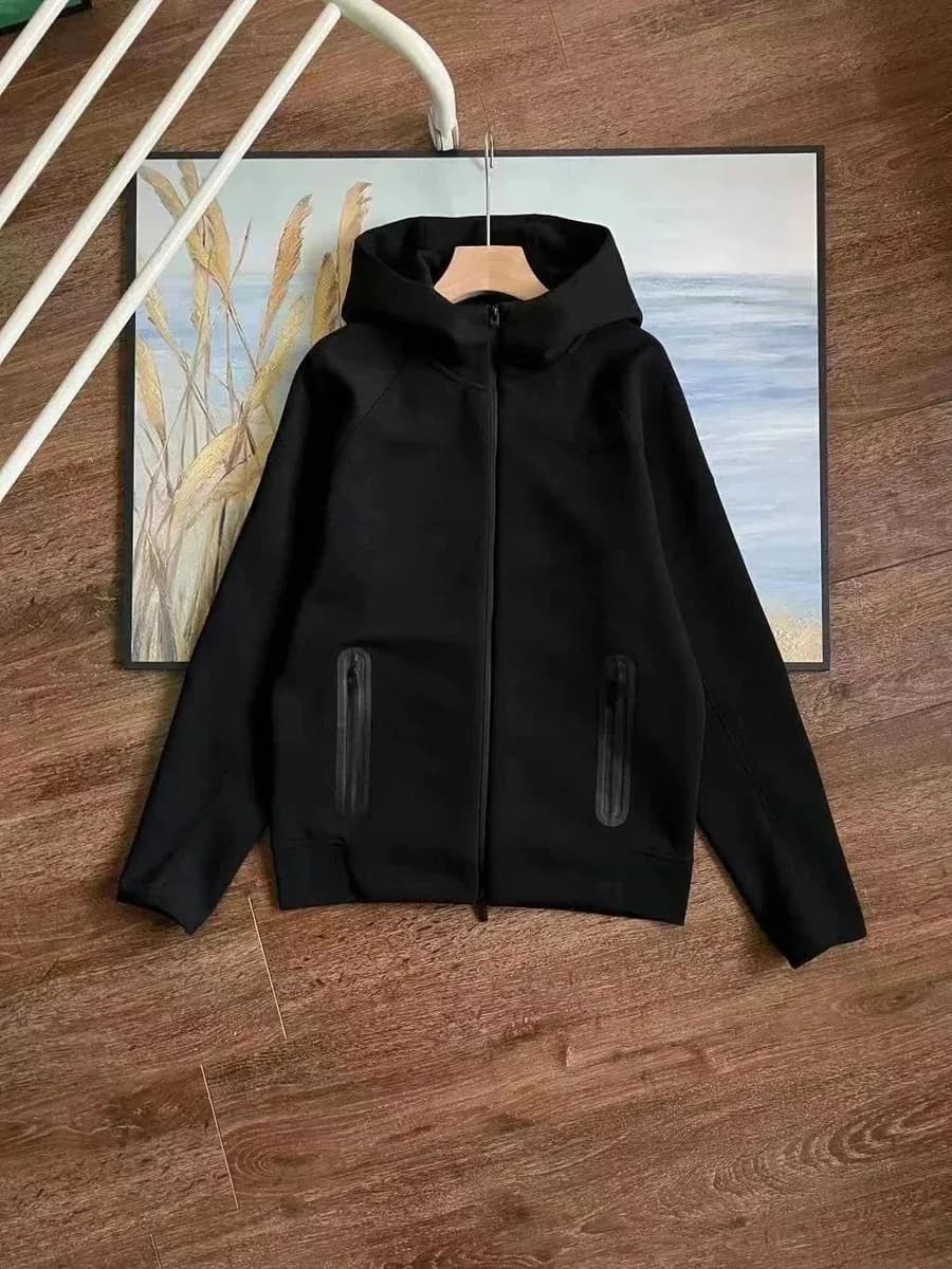 Black Hooded Zip-Up Jacket