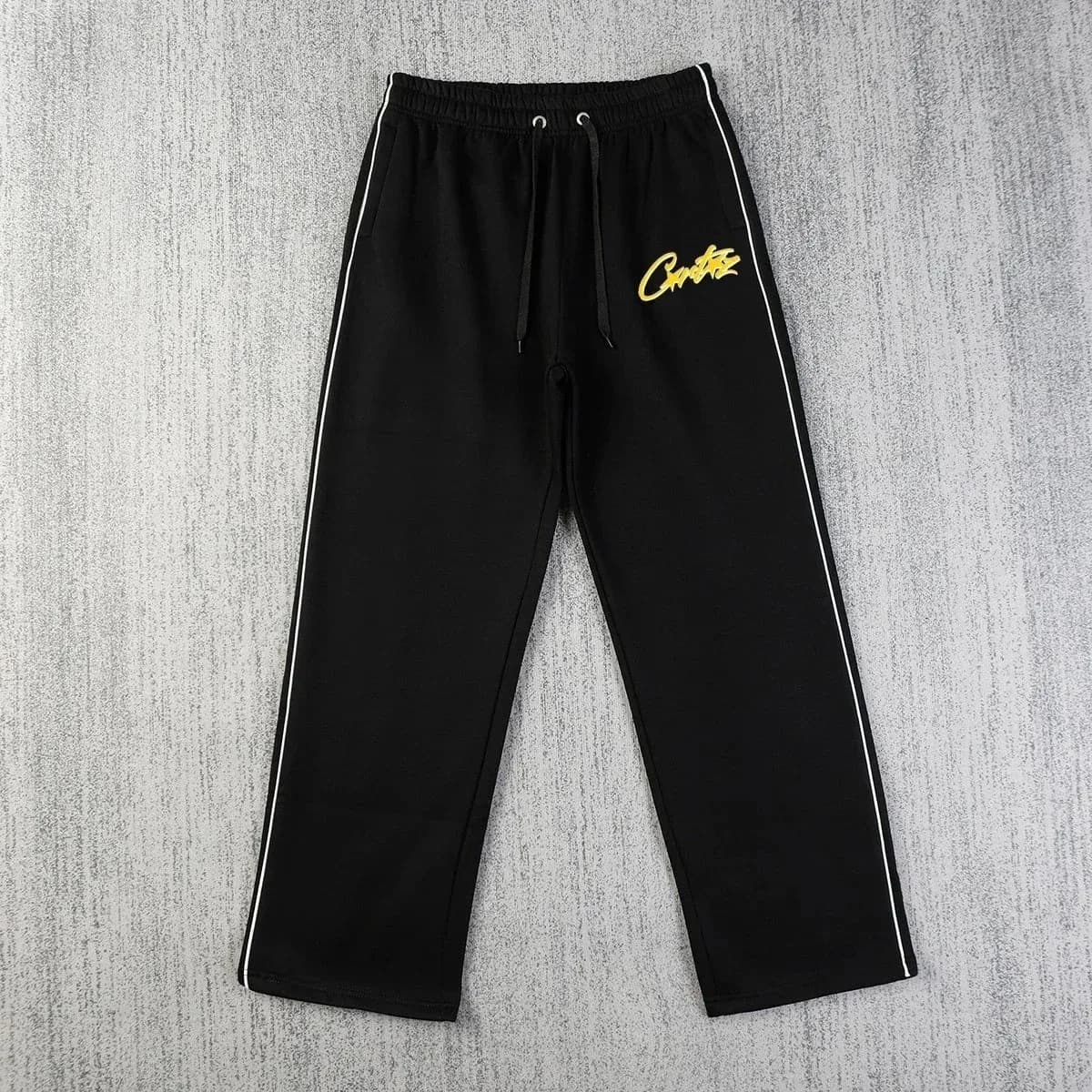 Black '20' Track Pants with Yellow Logo