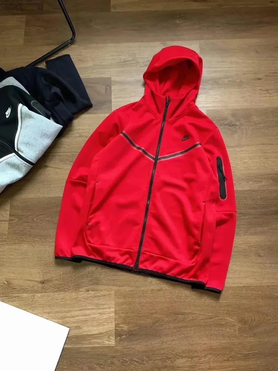 Nike Tech Fleece Red Jacket Hoodie