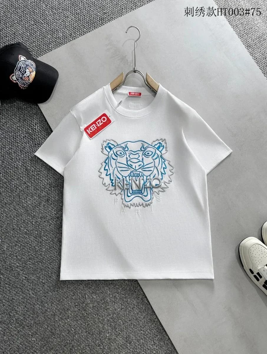 Kenzo Tiger Embroidered White T-Shirt
