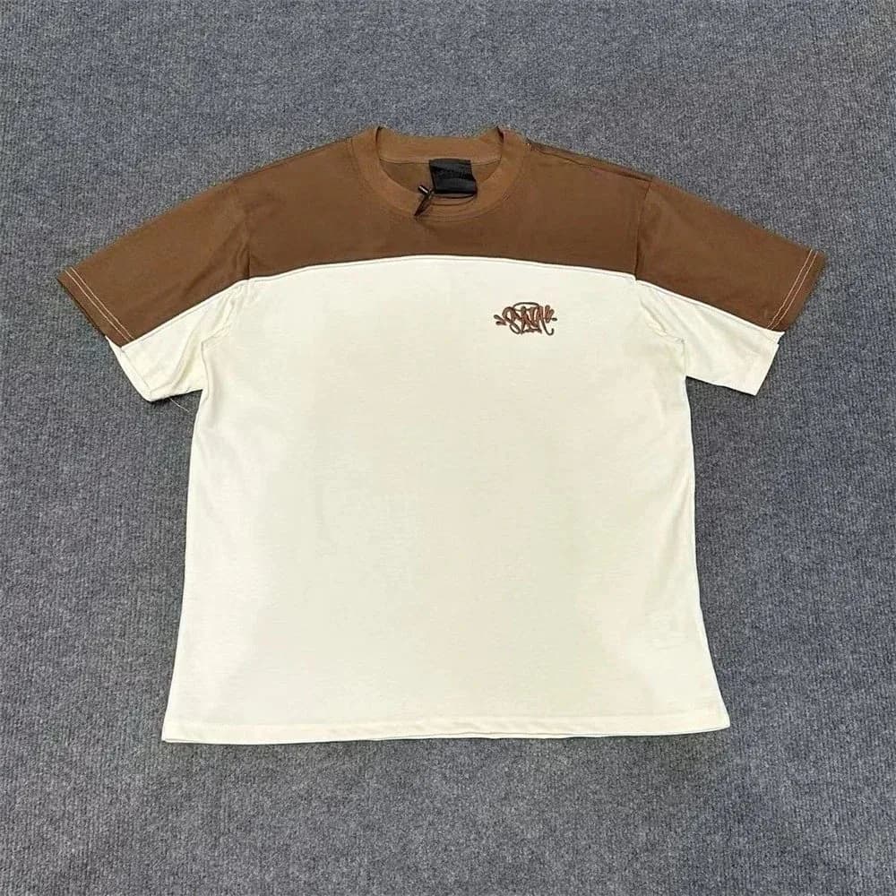 Split Color T-Shirt Beige/Brown T-Shirt