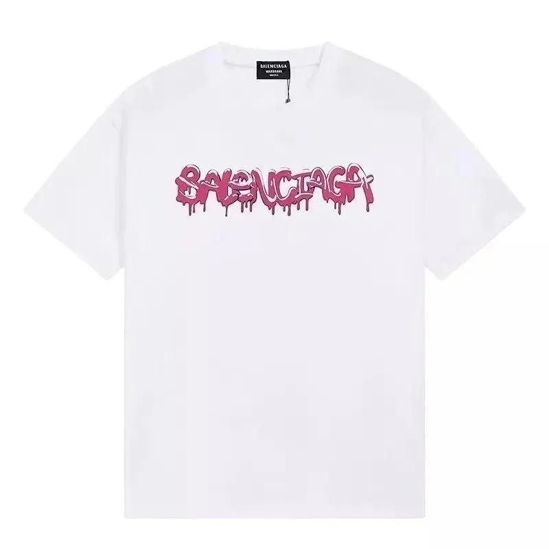 Balenciaga White Pink Graffiti T-Shirt