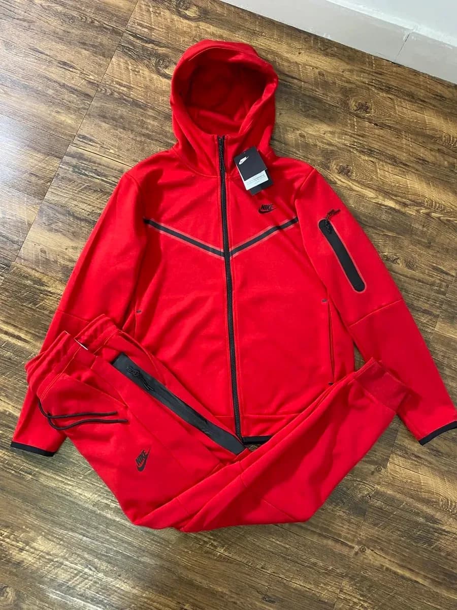 Nike Tech Fleece Red/Black Tracksuit Set