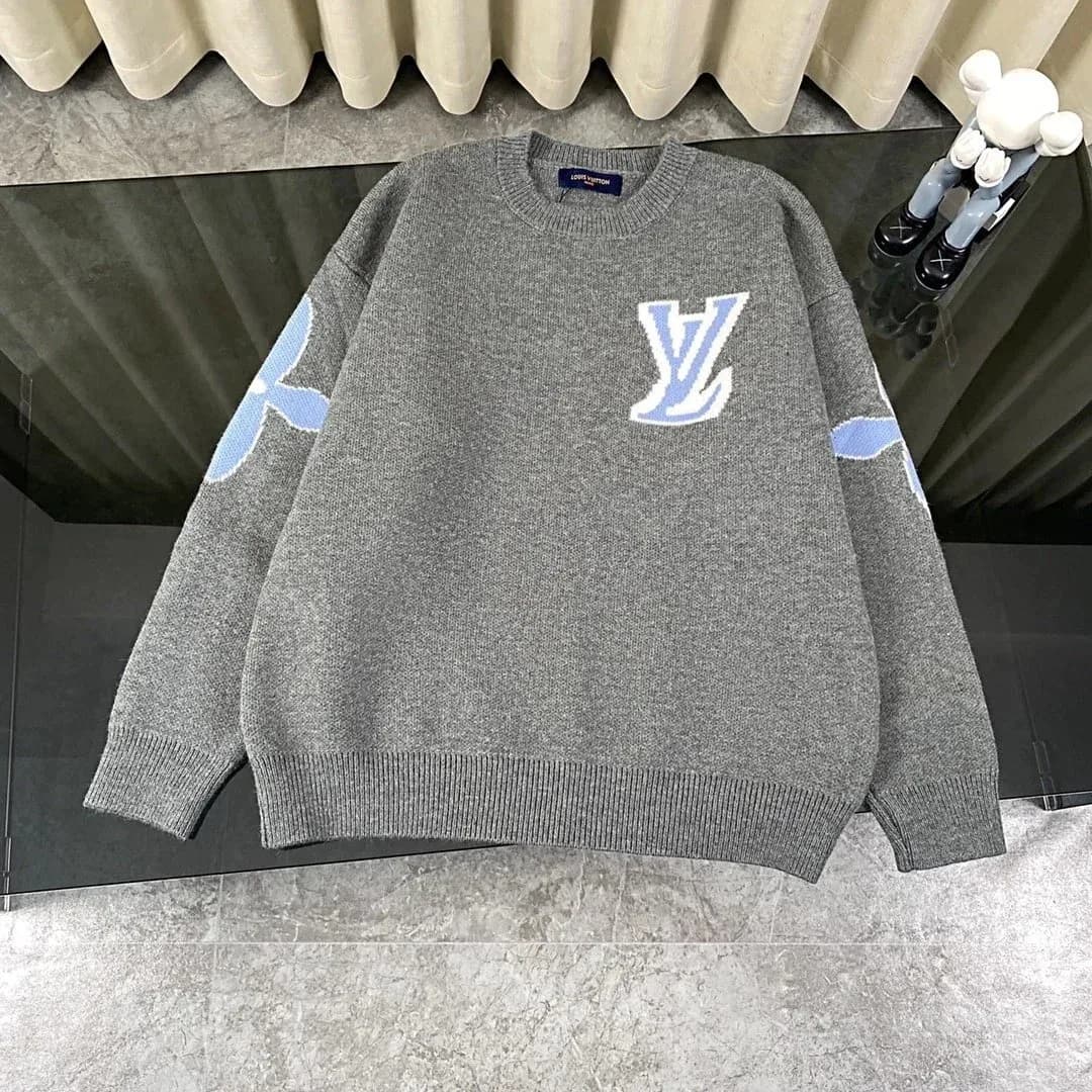 Louis Vuitton Classic Logo Grey Knit Sweater