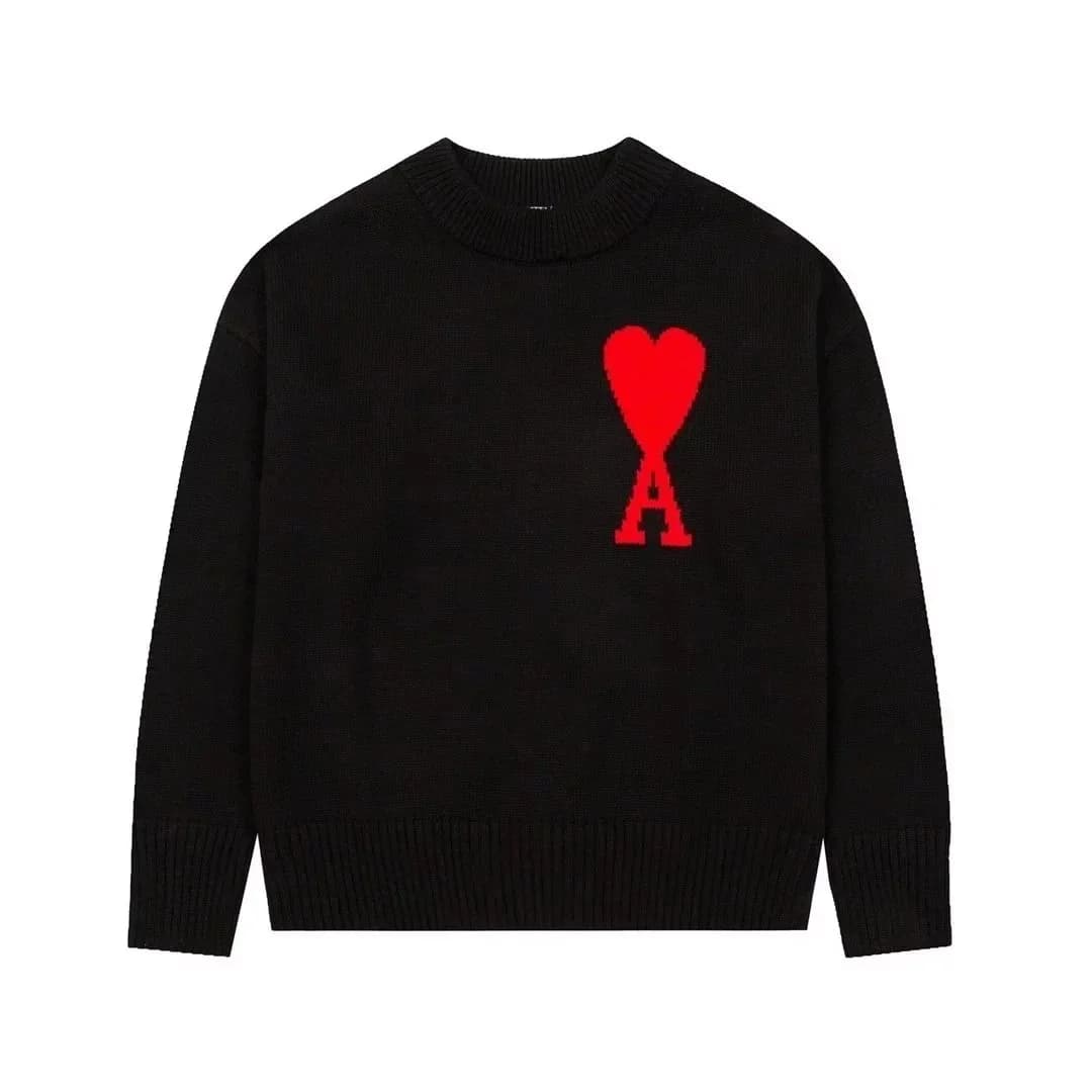 Ami Paris Black AM Heart Sweater