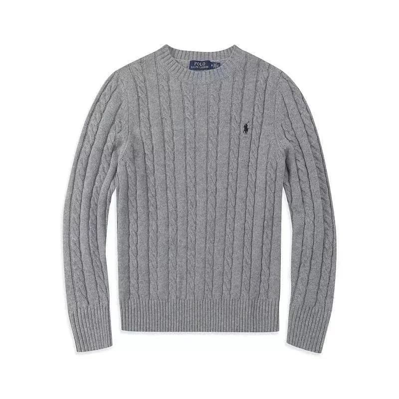 Polo Ralph Lauren Classic Logo Grey Cable Knit Sweater