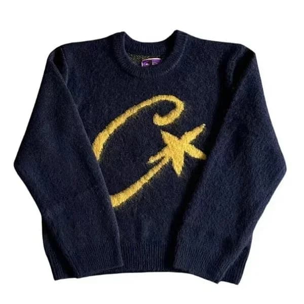 Navy Yellow 'C' Logo Crewneck Sweater