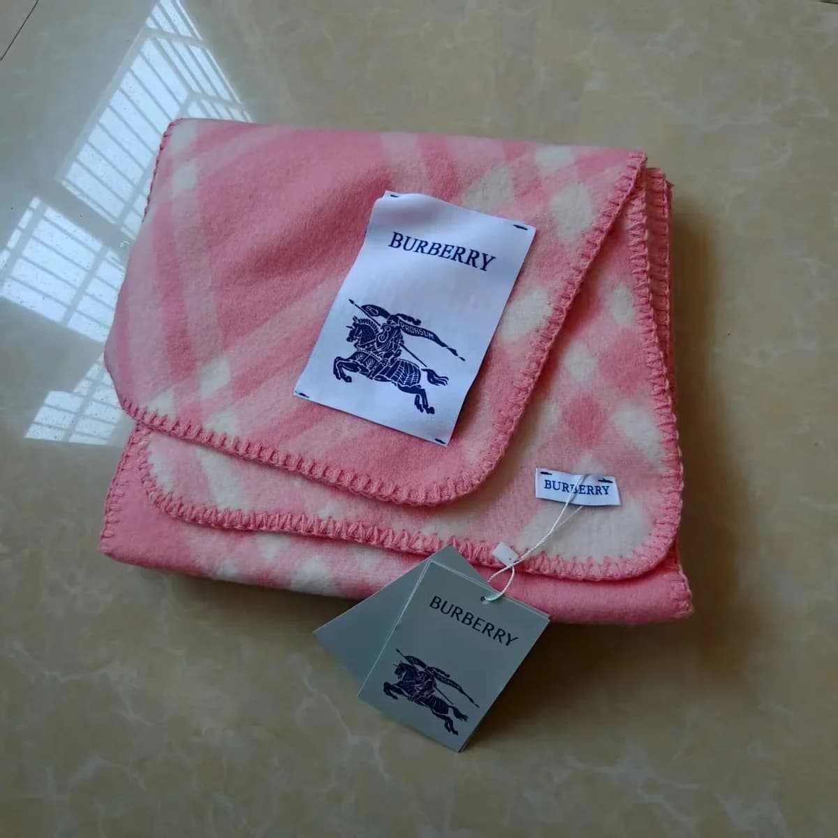 Burberry Pink & White Check Blanket