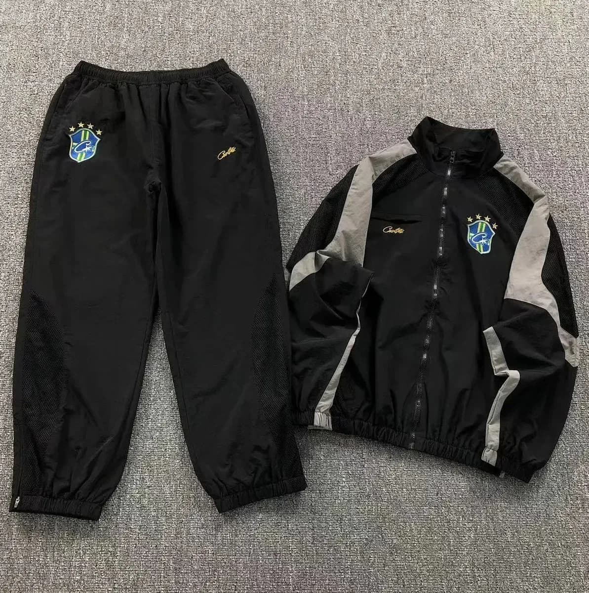 Tracksuit Set Black with Gray Panels