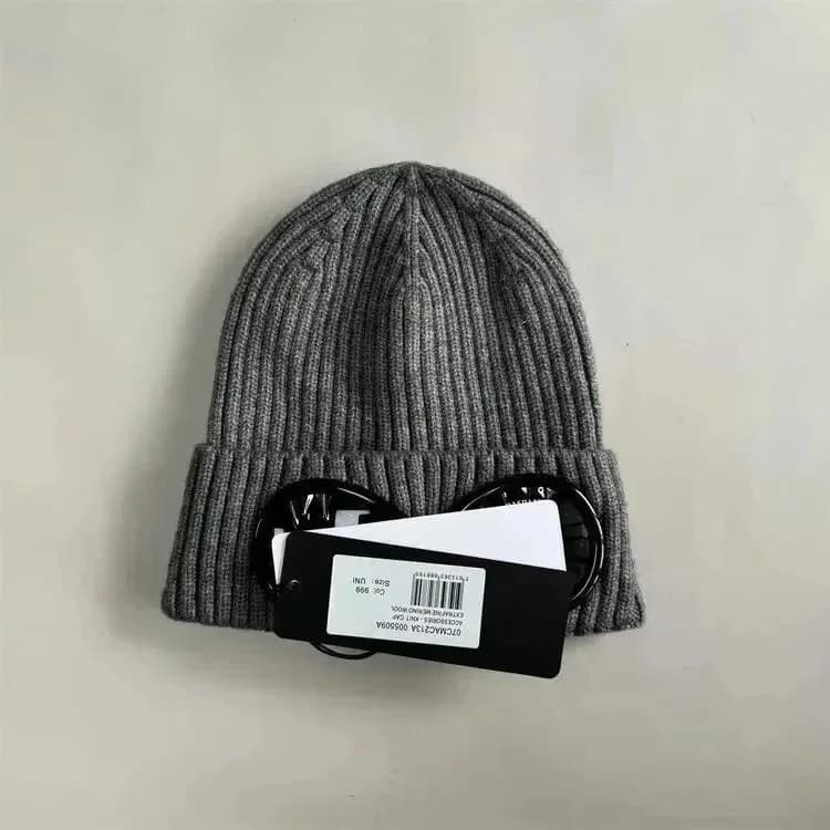 Unisex Grey Ribbed Beanie with Circular Accents