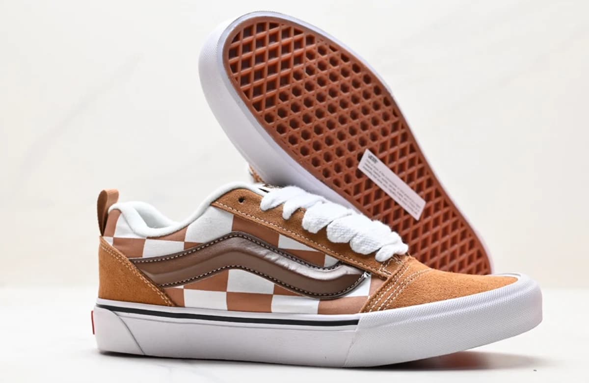 Vans Old Skool Checkerboard Brown White Sneakers