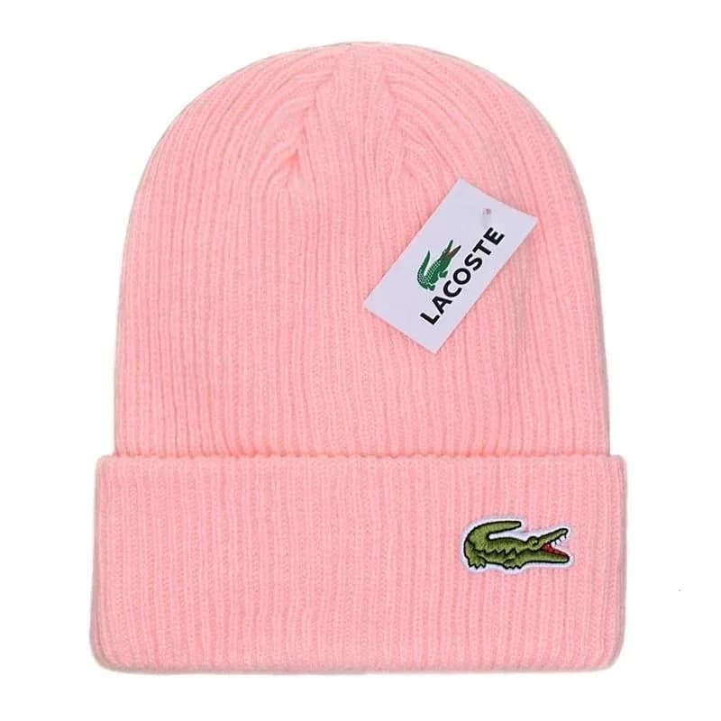 Lacoste Pink Crocodile Beanie Hat