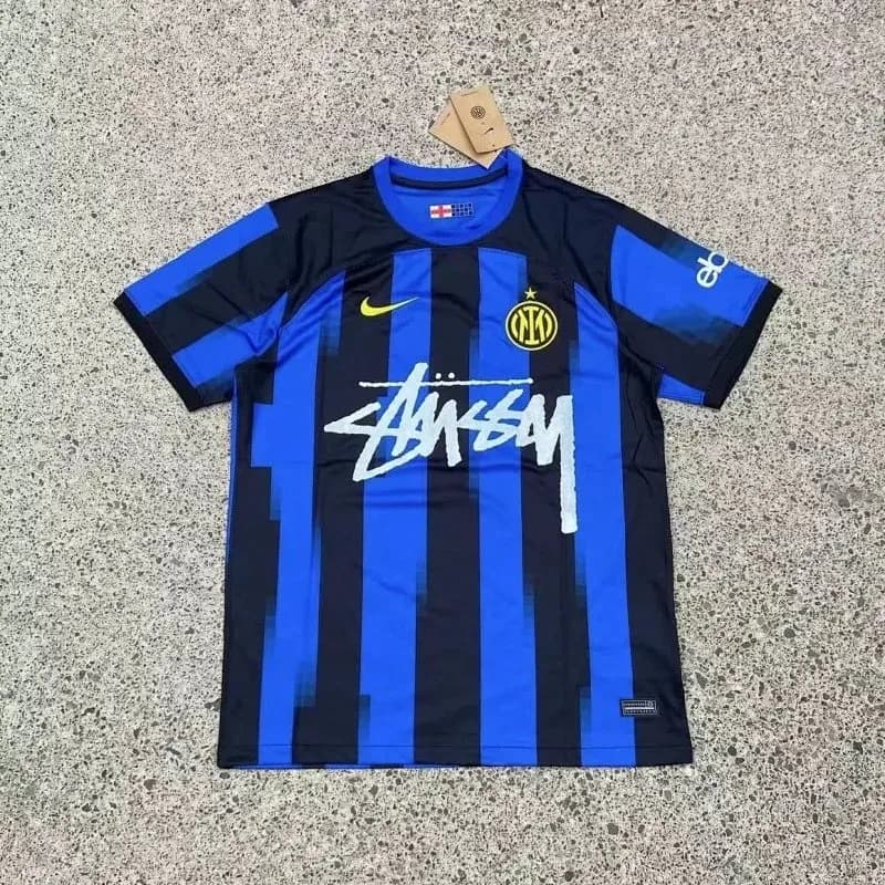 Nike Stussy Inter Milan Jersey Blue Black Soccer Shirt