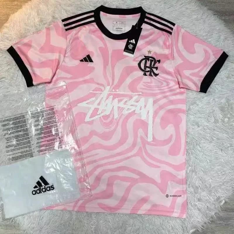 Adidas Flamengo x Stussy Pink Camo Jersey