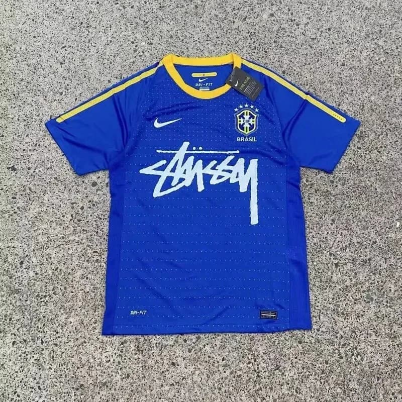 Nike Stussy Brazil Jersey Blue White Sporty