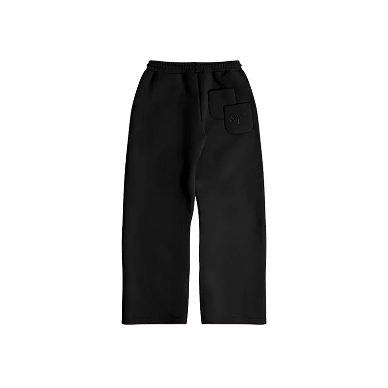 Black Pants with Embroidered Pocket Detail