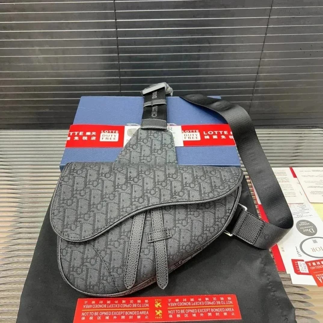 Dior Saddle Monogram Leather Crossbody Bag