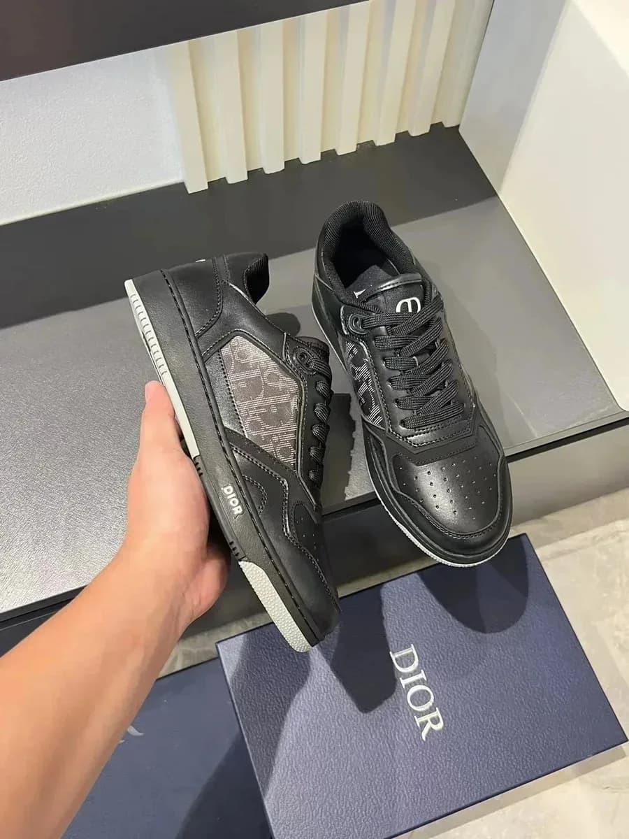Dior Air Force 1 Black Leather Sneakers