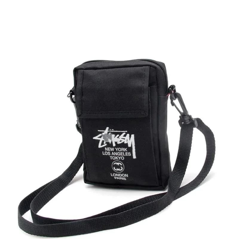 Stussy Black New York Tokyo London Shoulder Bag