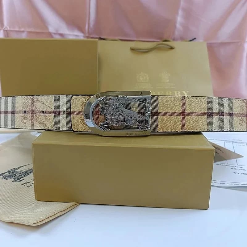 Burberry TB Monogram Belt Beige Checkered