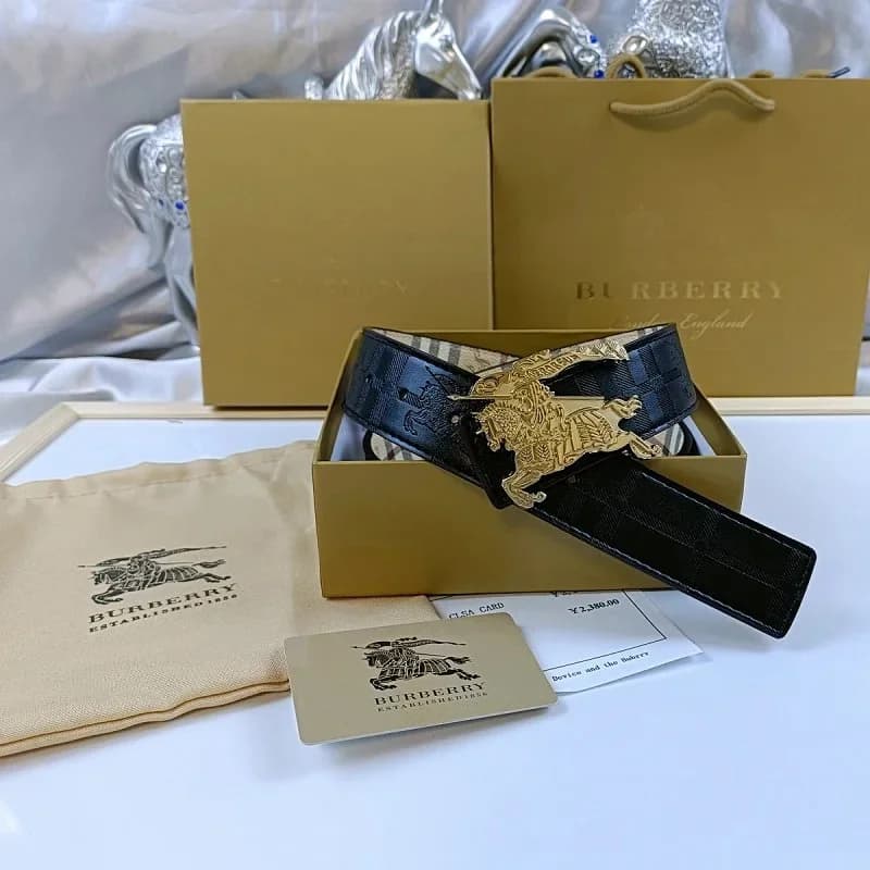 Burberry Black & Gold Equestrian Knight Belt