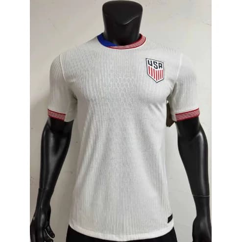 USA Jersey White Red Blue Trim Soccer Top