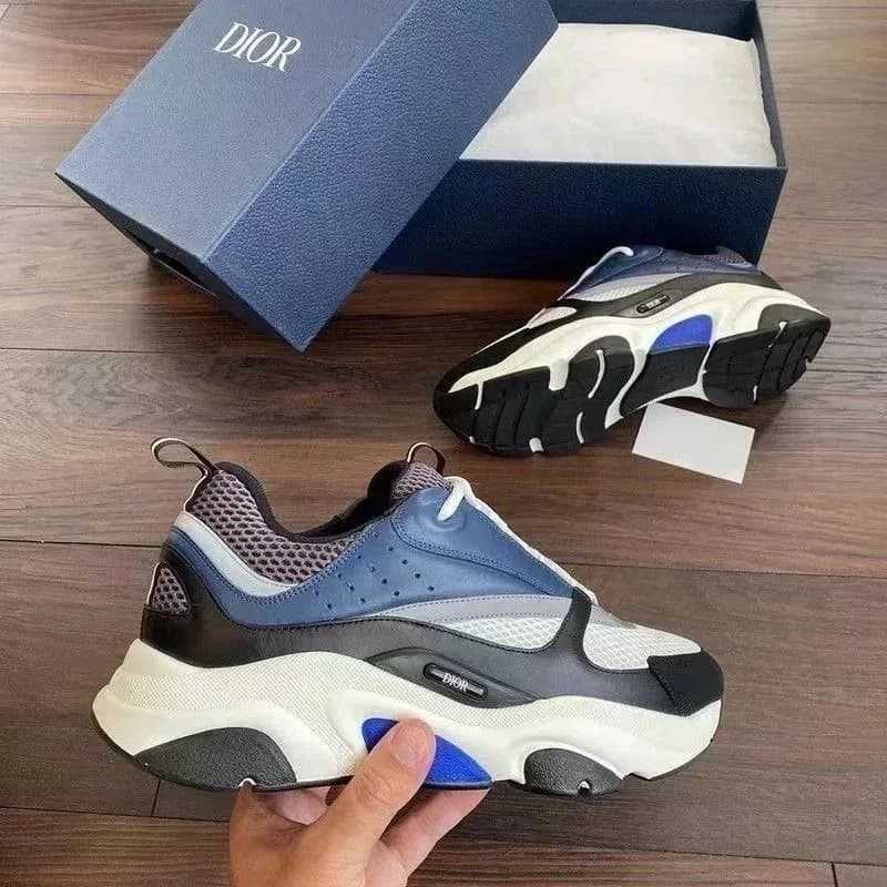 Blue and Black Layered Sneakers with Pale Midsole