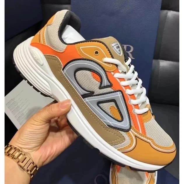 Orange and Beige Low-Top Sneakers